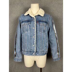 Levis Women's Original Trucker Jacket Denim Sherpa Lining Shine Theory Small NWT